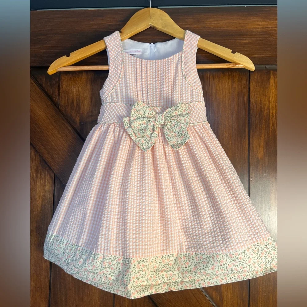 Bonnie Jean White and Pink Gingham & Floral Toddler 2T Dress‎